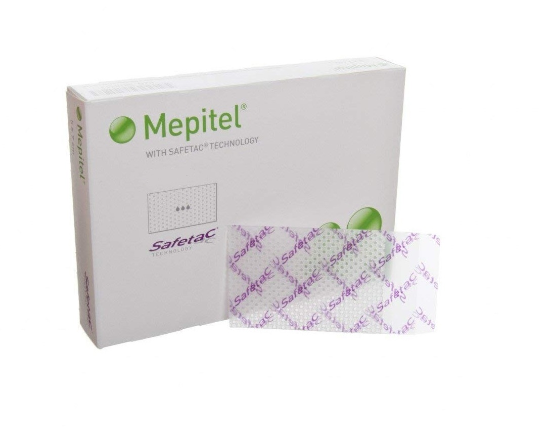 Zalfgaas siliconenhoudend, Mepitel, Safetac, Non adhesive, Steriel, Molnlycke