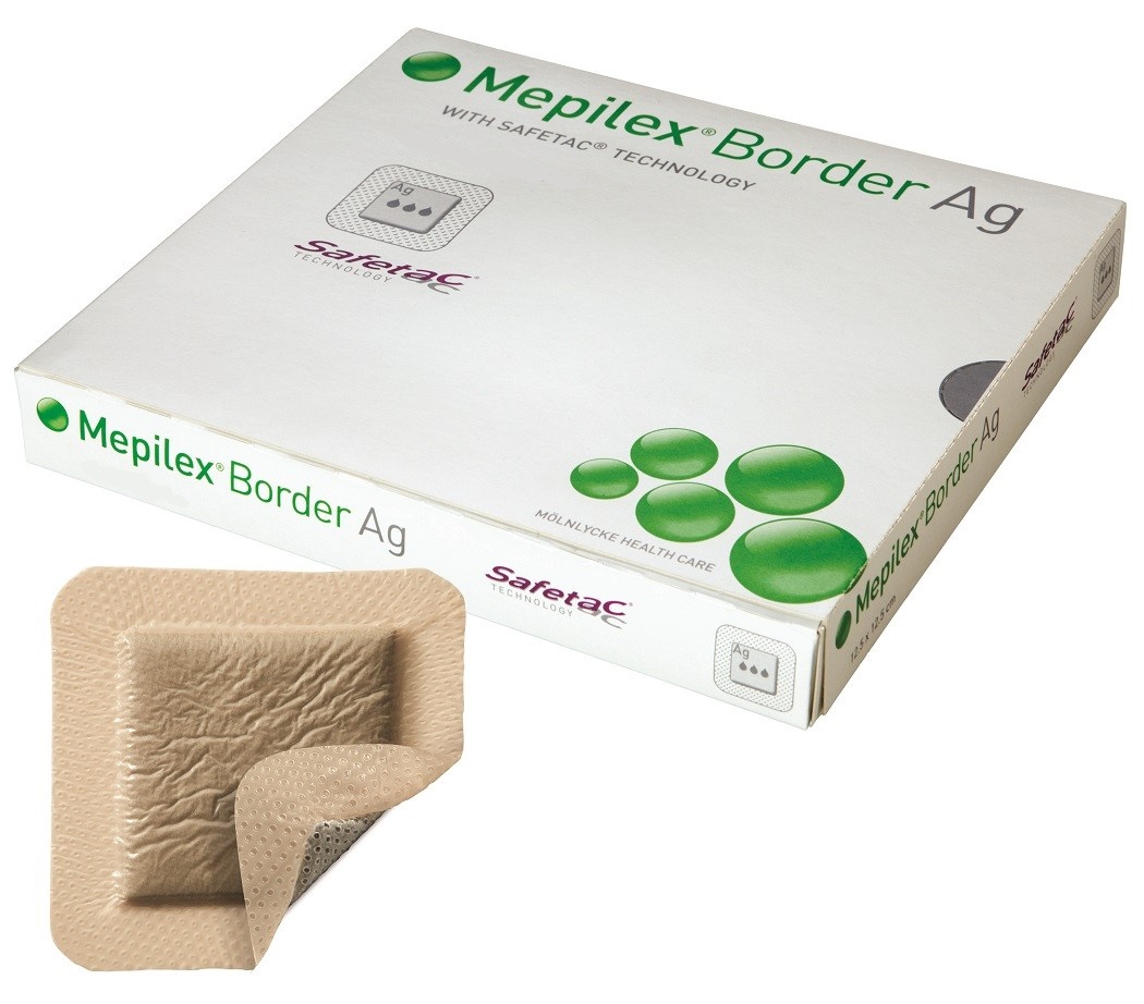 Schuimverband, Mepilex, Border AG, Safetac, Siliconen, Adhesive, Steriel, Molnlycke