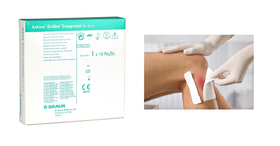 Hydrocolloidverband, Askina Biofilm, Transparant, Adhesive, BBraun, Steriel