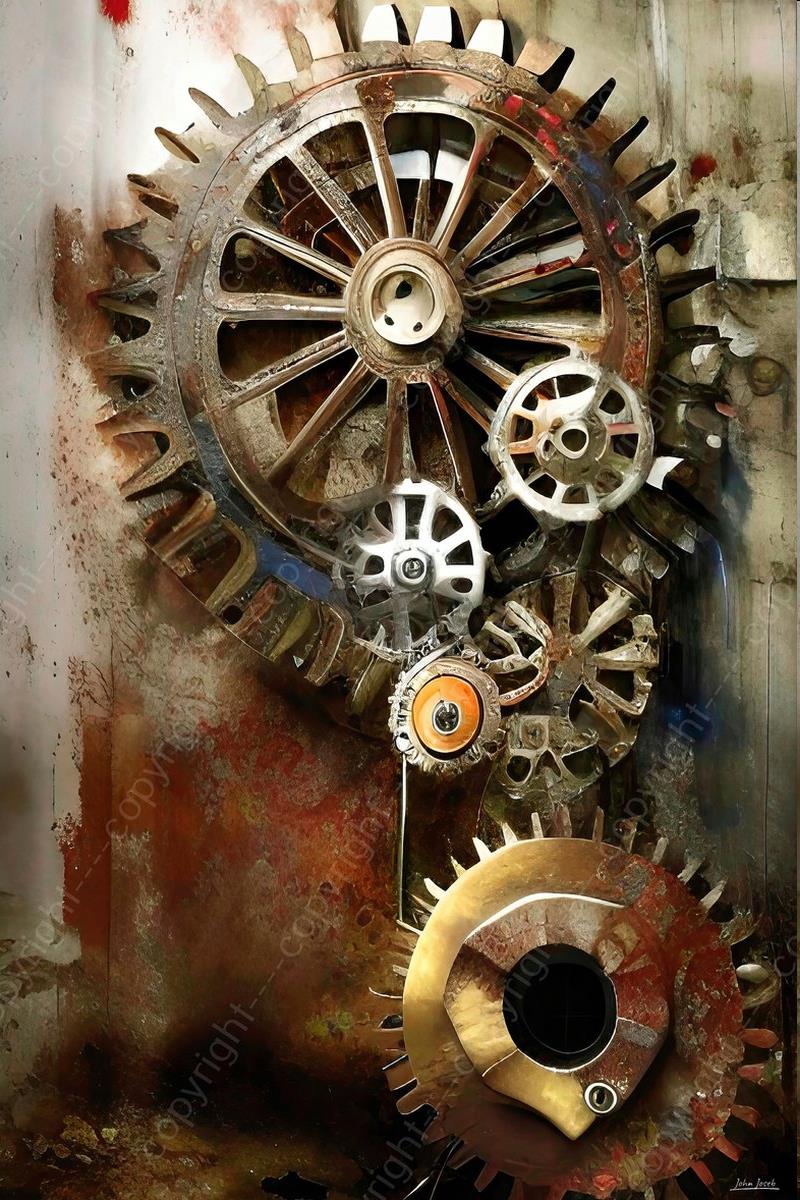 Decoratie, Muurdecoratie, Industrieel, Tandwielen