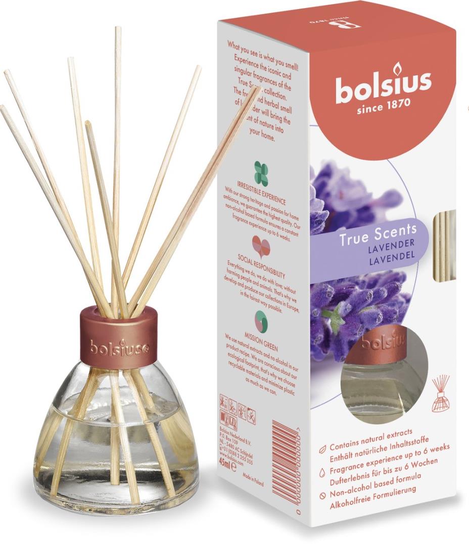 Luchtverfrisser, Geurstokjes, True Scents, Lavendel, Bolsius