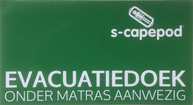 BHV Sticker, Pictogram, Evacuatiedoek onder matras aanwezig