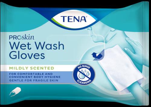 TENA, disposables vochtig washandje, Wet Wash Gloves, mildly scented