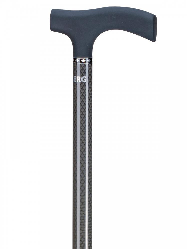 Wandelstok, Met soft recht handvat, Carbon