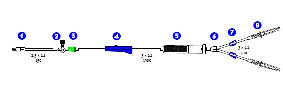 Infuussysteem, 2- voudig, 2 Spikes