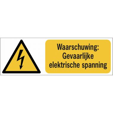 BHV Sticker, Pictogram,  ISO 7010 en W012, Gevaarlijke Elektrische Spanning
