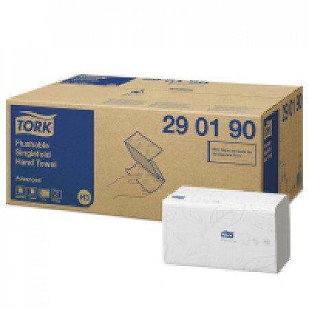 Handdoek voor ZZ Vouw Dispenser , H3,  C-Vouw, 2 Laags, Doorspoelbaar, Biologisch Afbreekbaar, Tork