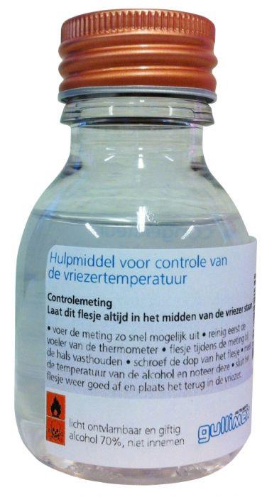 Alcoholflesje voor koelkast en vriezercontrole met doorsteekdop
