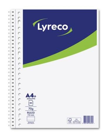 *Lyreco, Collegedictaat spiraalschrift, A4+, Gelijnd, 80 vellen, 23 perforaties