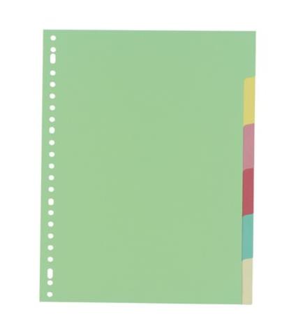 *IndX neutrale tabbladen, A4, karton 175 g, 23-gaats, per 6 tabs