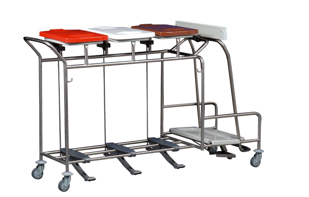 Waswagen, Wasverzamelaar, 3 Rings en Afvalzakhouder, Met Voetbediening, Exclusief deksel, Hammerlit