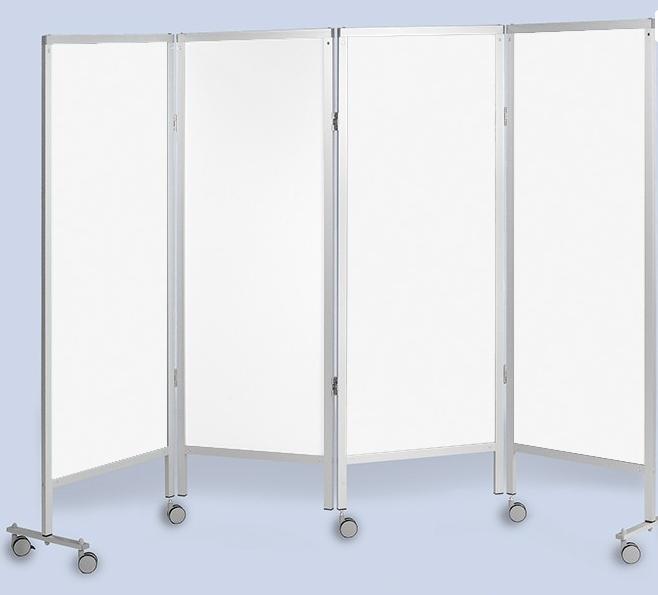 Bedscherm 4 delig, Verrijdbaar, PVC