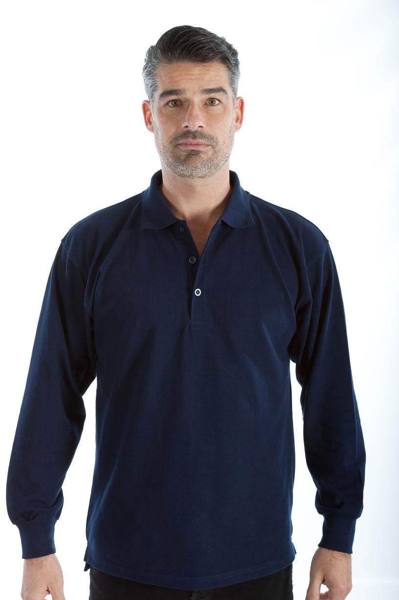 Heren Polo, Lange Mouw, Drukknopen aan Acherkant
