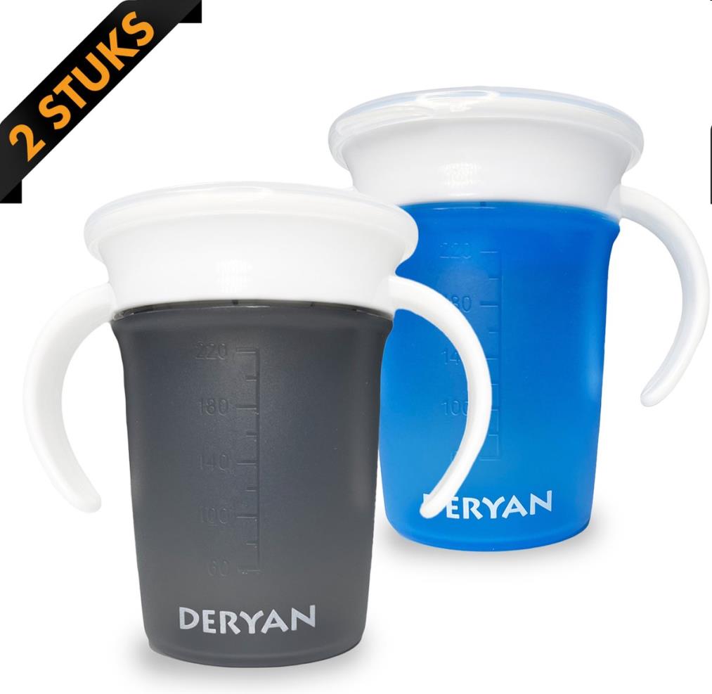 *Drinkbeker,  luxe Quuby Cup, Trainer Cup, Oefenbeker, 360 trainer, Antilekbeker, Deryan