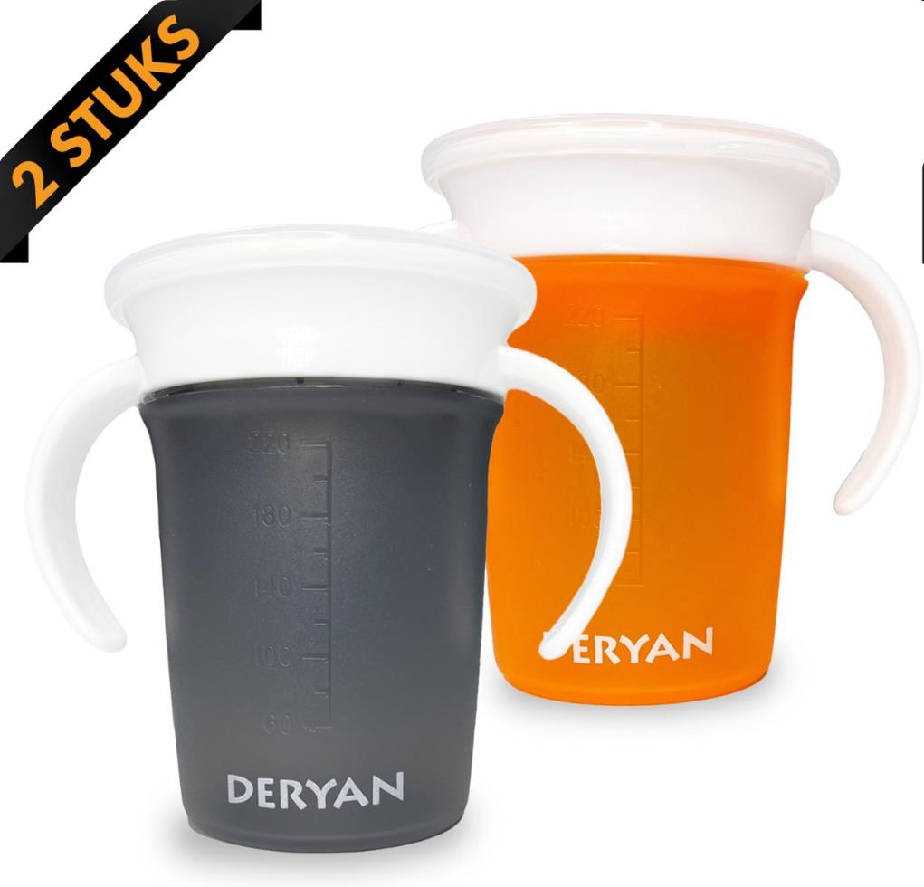 *Drinkbeker,  luxe Quuby Cup, Trainer Cup, Oefenbeker, 360 trainer, Antilekbeker, Deryan
