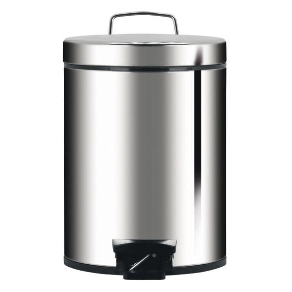 Afval, Emmer, Rond model, Chroom, met kunststof binnenemmer, Inhoud: 12 liter